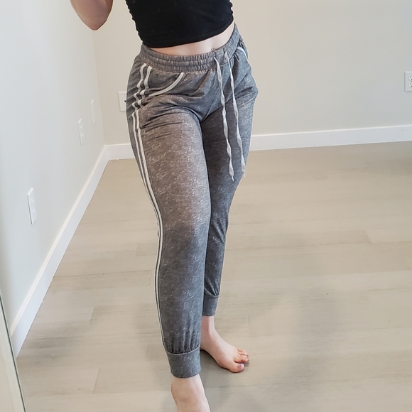 Pants - Indero grey soft jogger sweats side stripe comfy